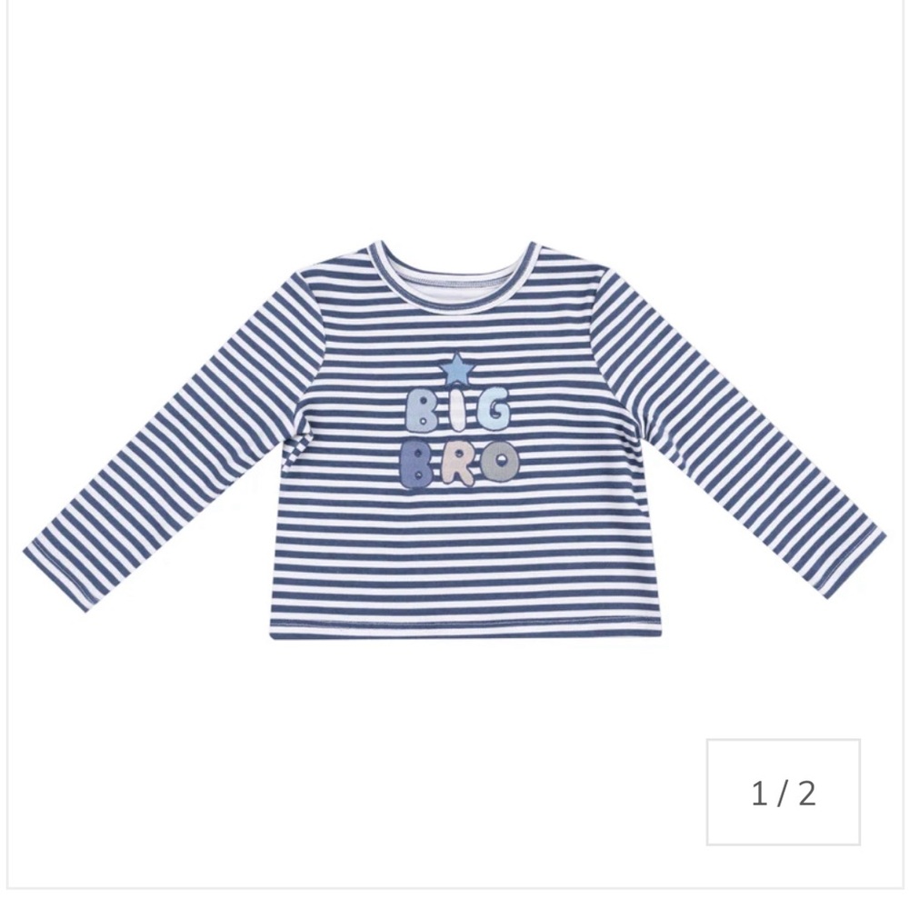 Angel Dear Navy & White Striped Top with Star Appliqué